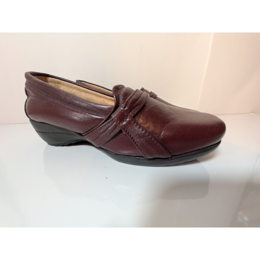 D'Piel Burgundy Leather Loafers Slip On Wedge Comfort Shoes Oxblood Womens